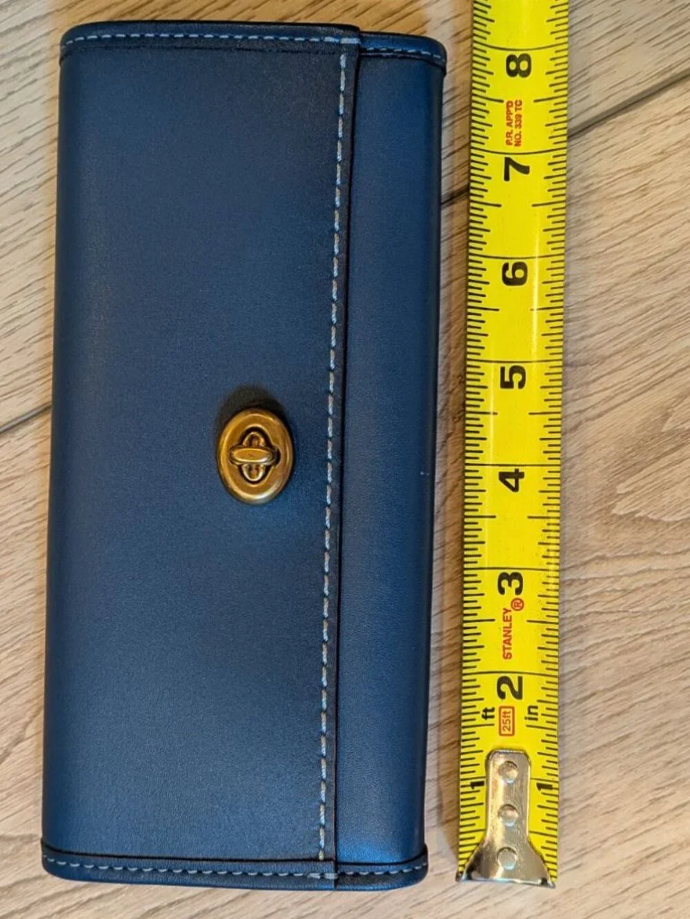 Coach Navy Blue Leather Turnlock Continental Wallet
